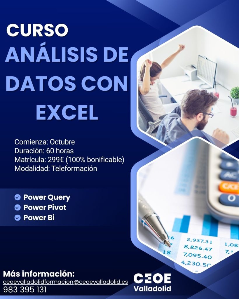 Cartel Análisis de Datos con Excel Cursos CEOE Valladolid (1)