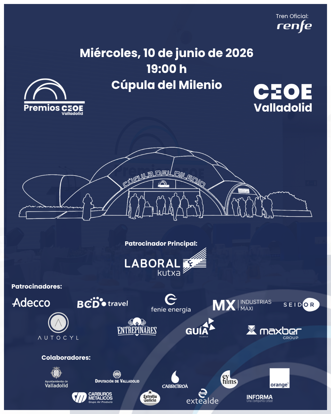 La Gala de los Premios CEOE Valladolid 2026 se celebrará el 10 de junio en la Cúpula del Milenio